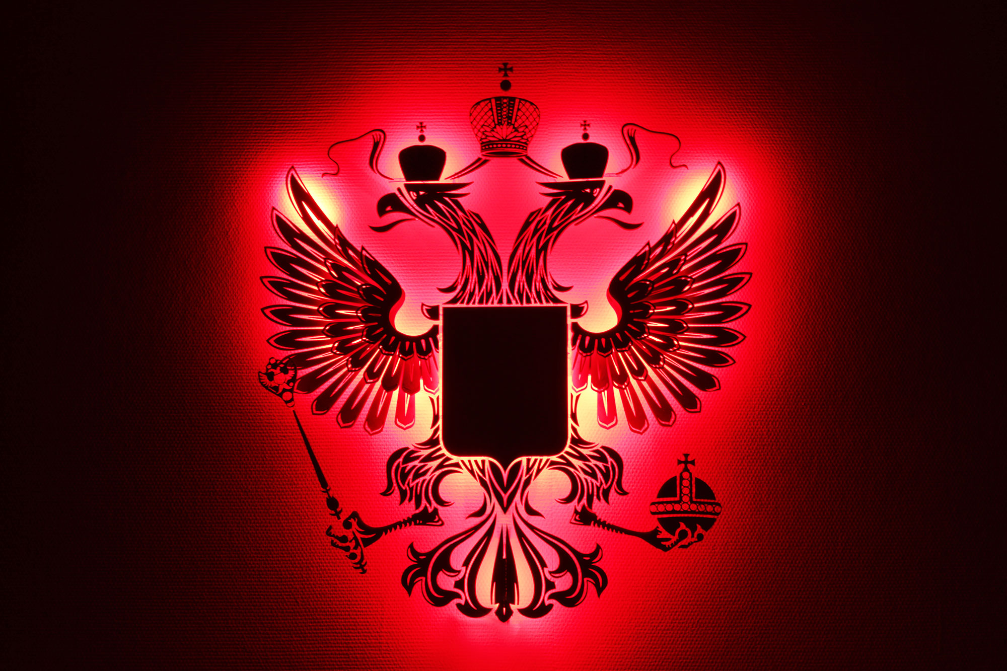 Герб страны Россия печатный на сатене щит дерево
