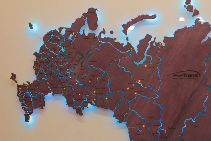 Карта России с подсветкой синей