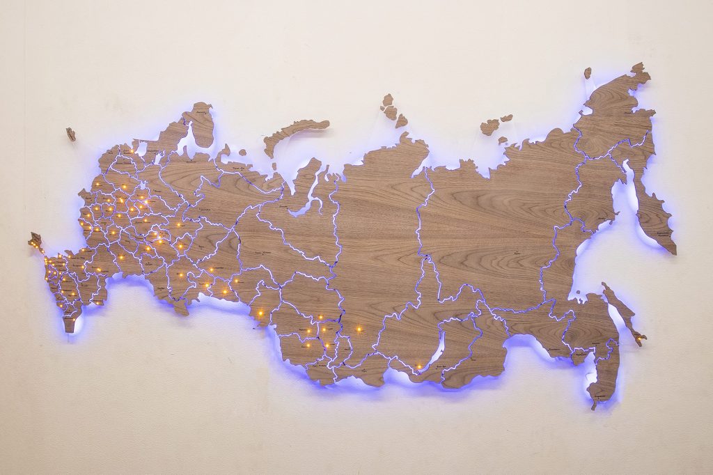 Деревянные карты России с подсветкой серии Элит | Wooden Print