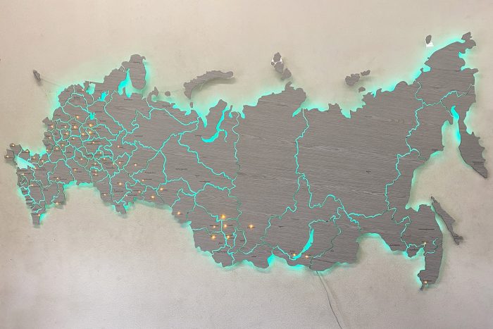 Карта России с новыми регионами, шпон Дуб 154C