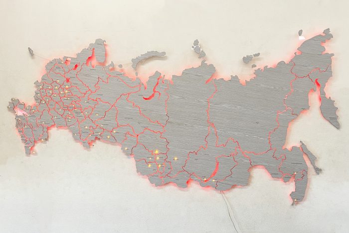 Большая деревянная карта России Дуб 154C с новыми регионами