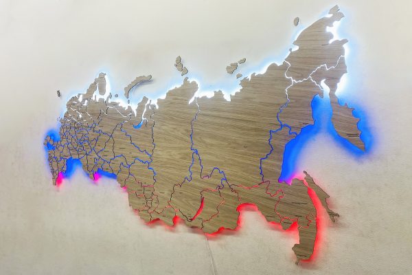 Деревянные карты России с подсветкой серии Элит | Wooden Print