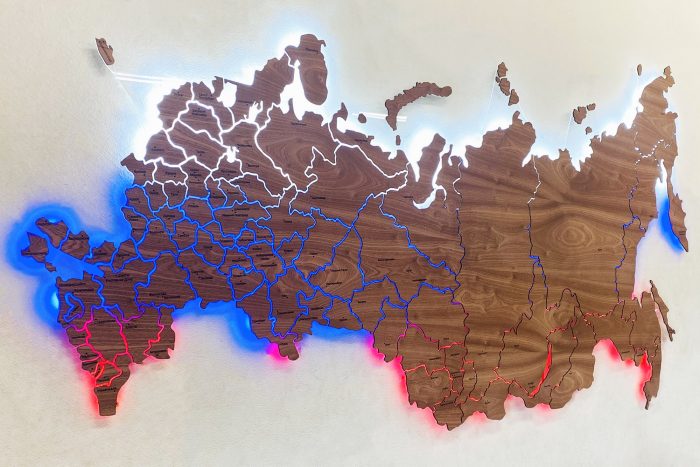 Карта России Сапеле с новыми регионами и подсветкой флагом