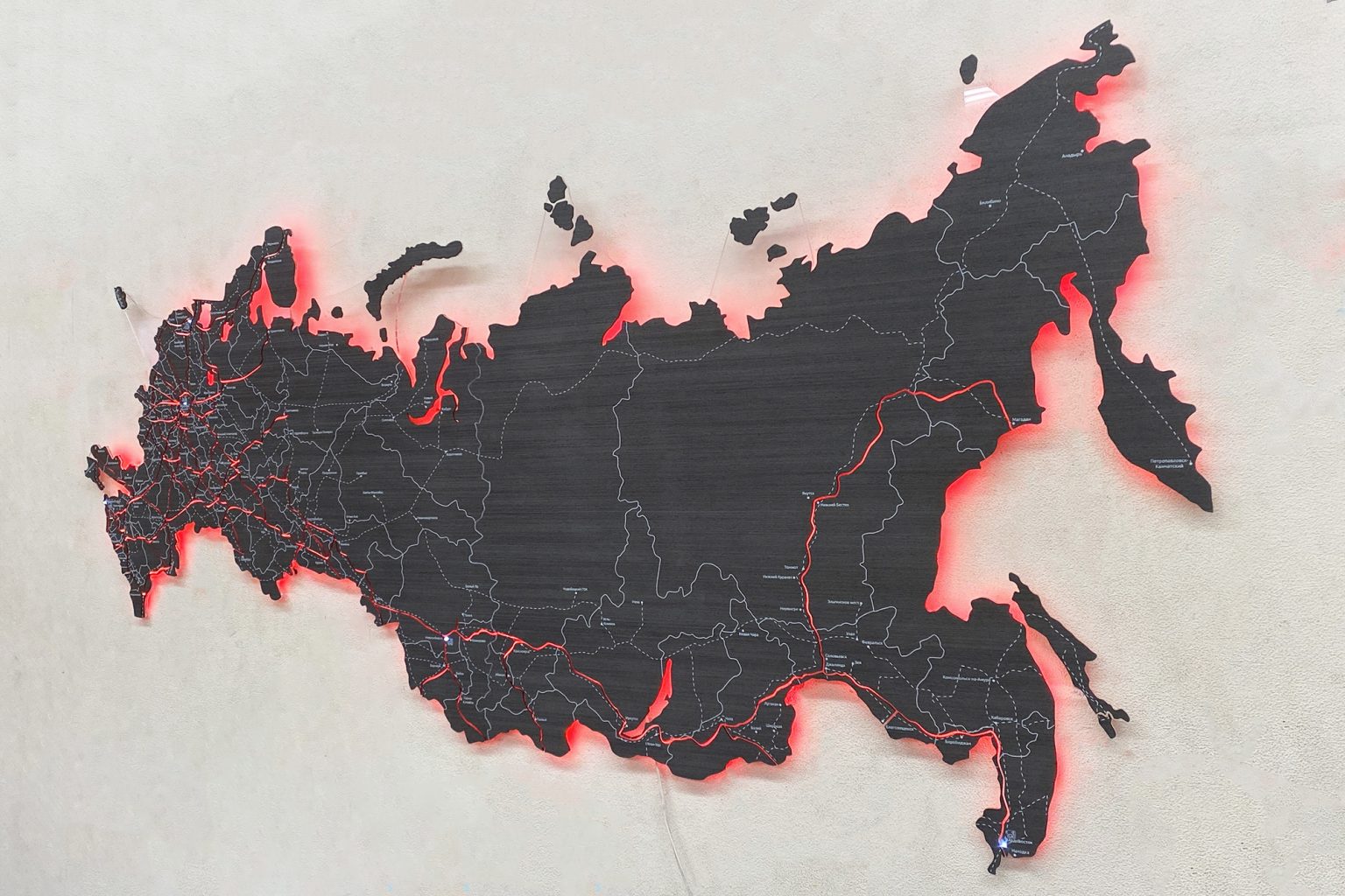 Деревянные карты России с подсветкой серии Элит | Wooden Print