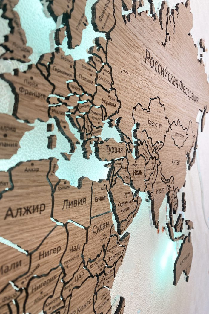 Картина карта Мира с подсветкой стран