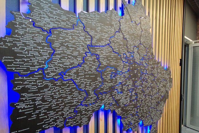 Карта Московской области в офис, шпон Эбен 069S